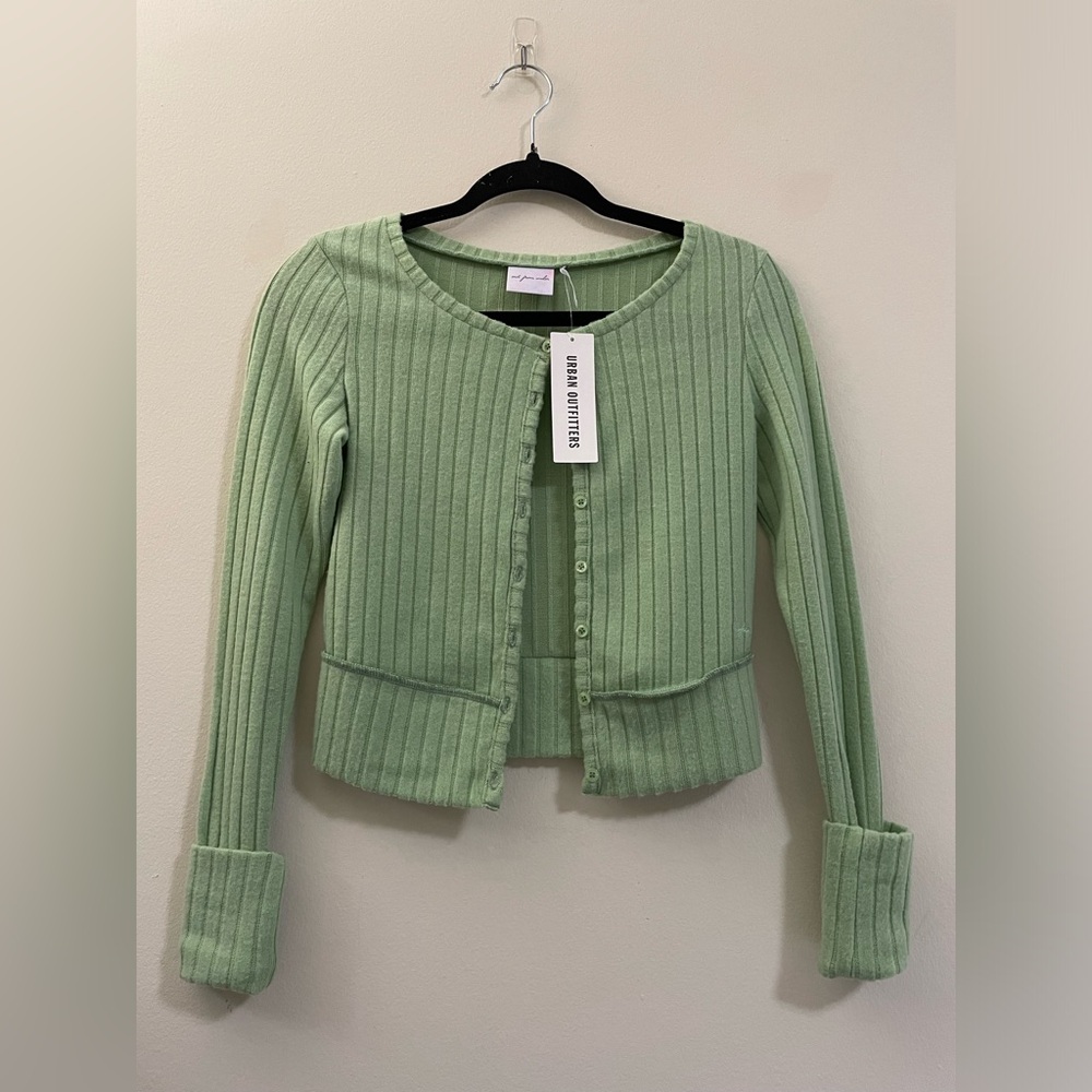 NWT Urban Outfitters Out from Under Cropped Cardigan in Light Sage‎ Green - XS